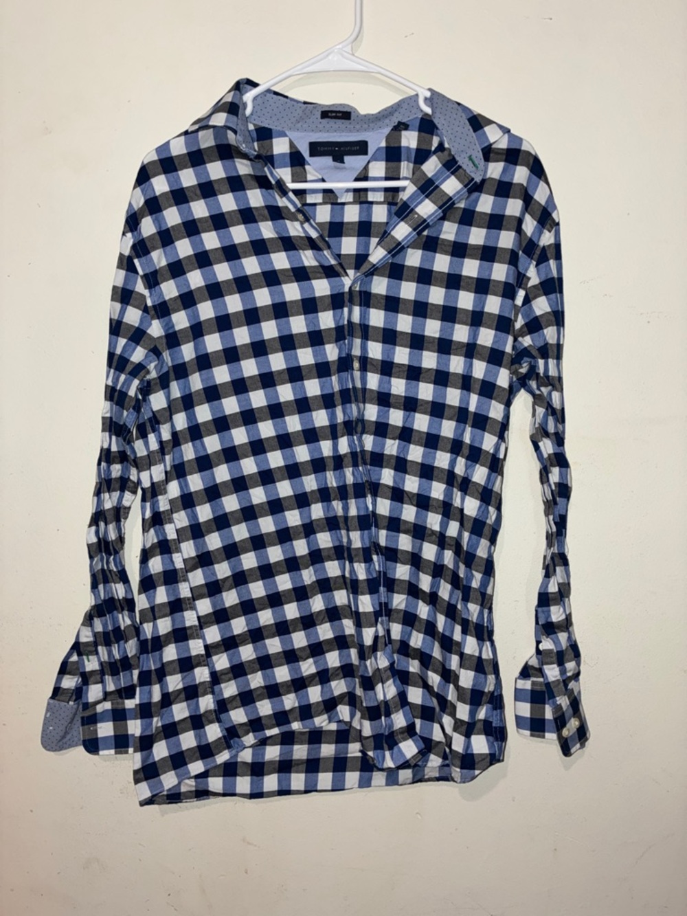Tommy Hilfiger Navy and White Gingham Button-Down Shirt
